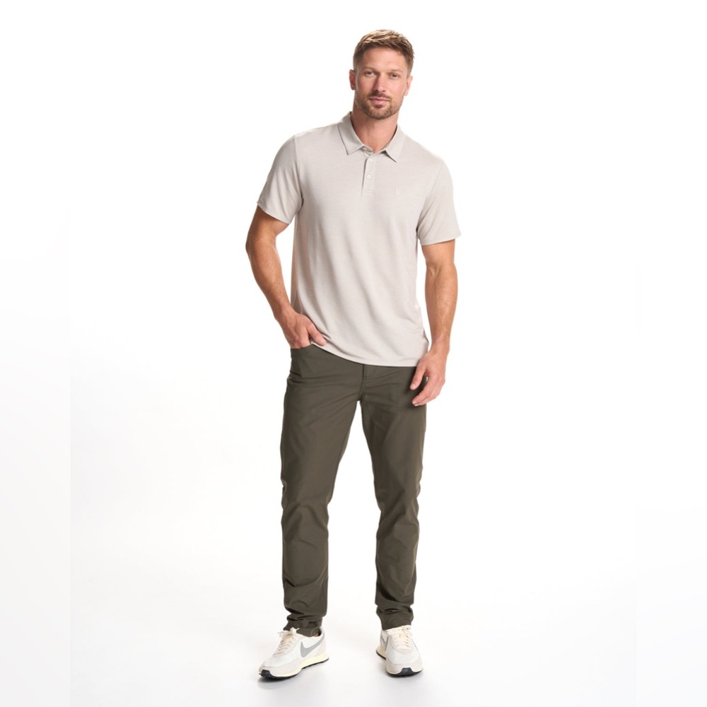Vuori Knit Twill Polo - Beachsand Heather - S - Picture 5 of 10